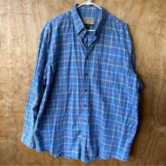Cabela’s Blue Plaid Long Sleeve Button Down Collared Shirt - Picture 7 of 11